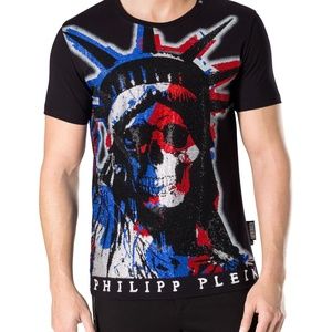 PHILIPP PLEIN SKELETON LADY LIBERTY MEN T-SHIRT